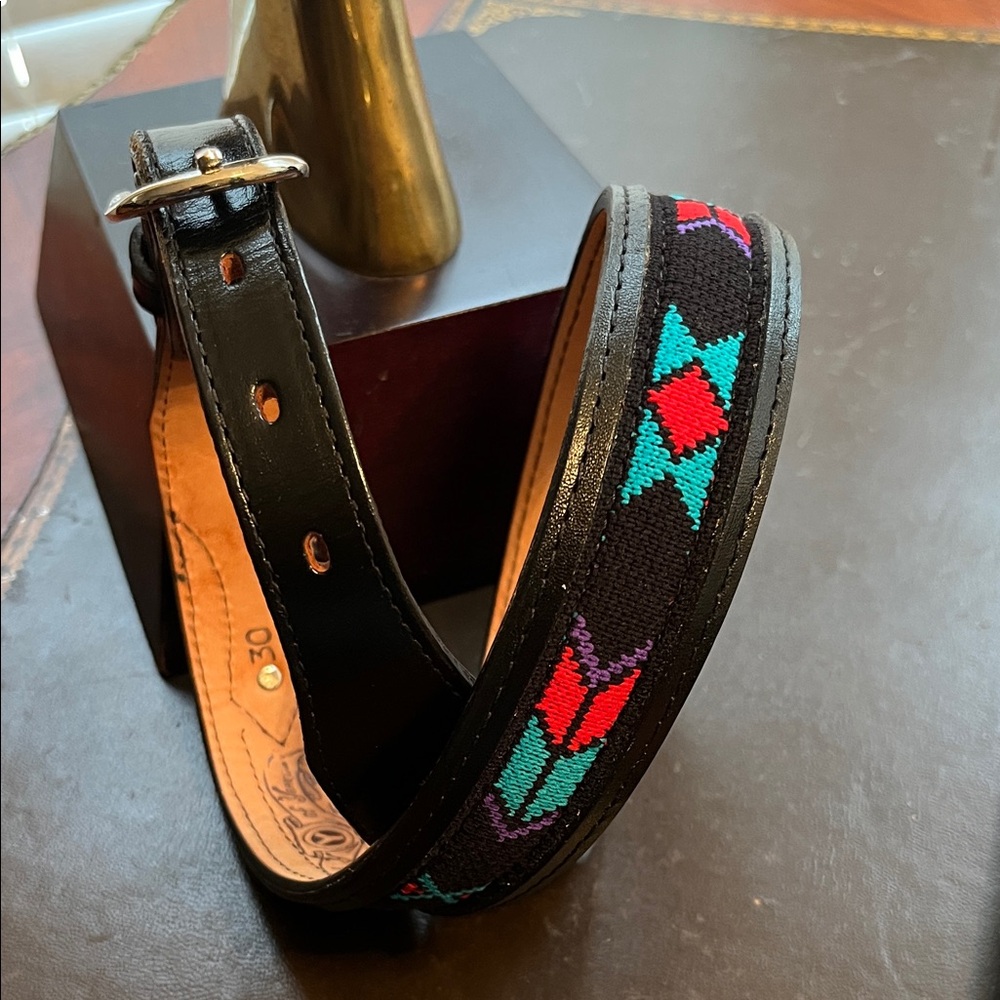 Aztec Handcrafted Leather Belt in Tan with Black Edging - Picture 2 of 14